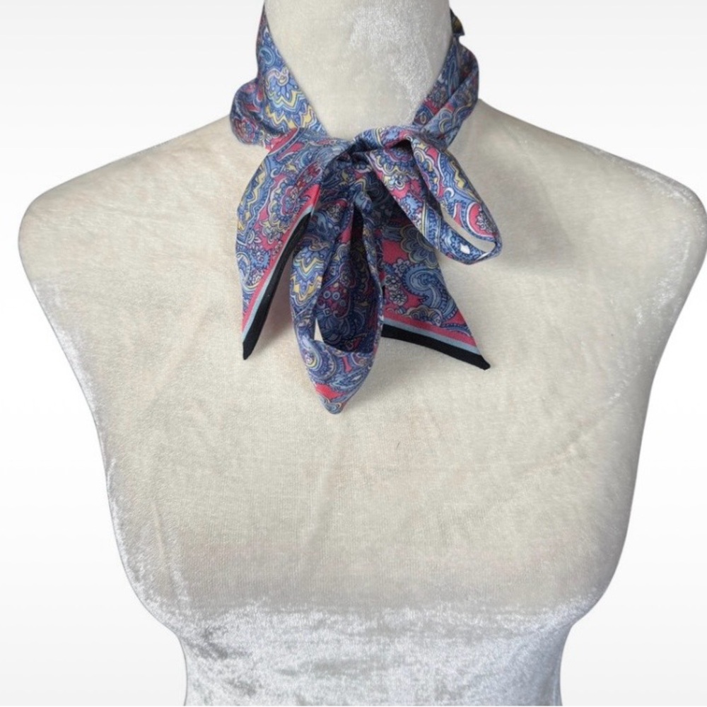 Silk Paisley Neck Scarf - Blue & Pink